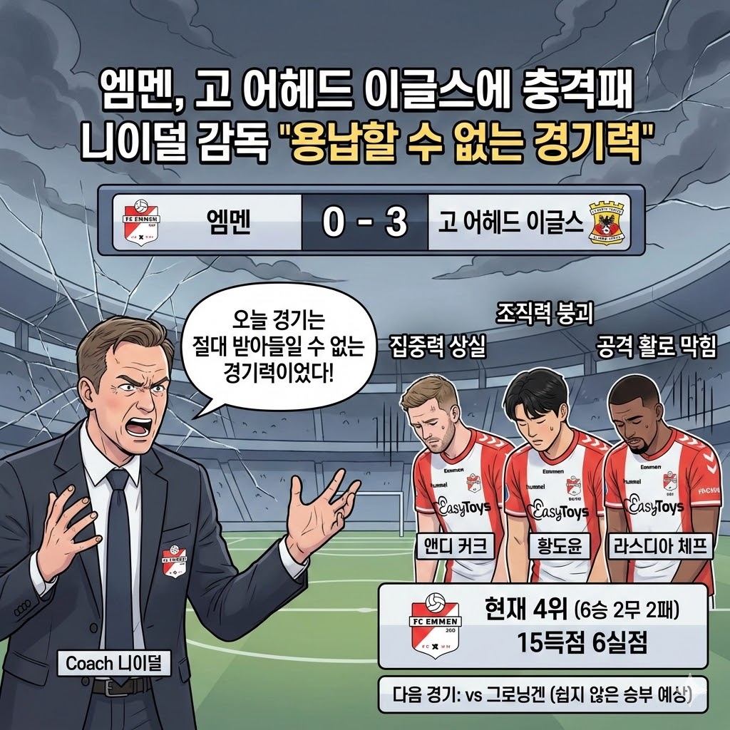 [엠멘 충격패] 니이덜 감독, 경기력에 격노